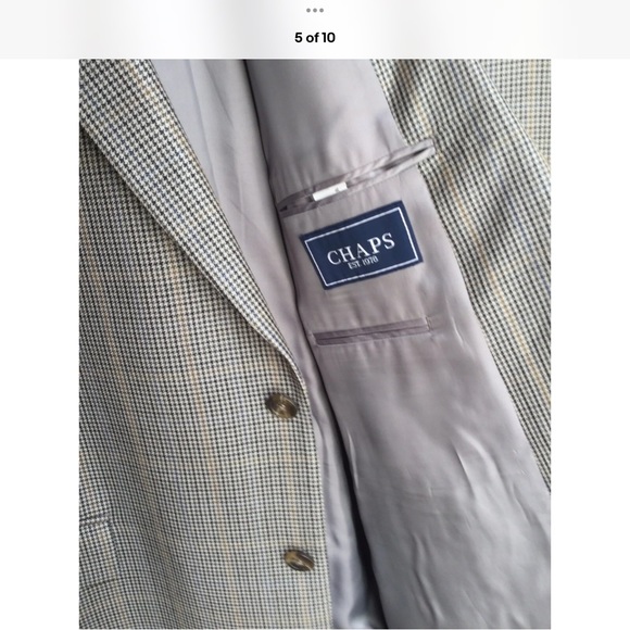 Herringbone Mens Sport Coat Chaps Ralph Lauren Silk Wool Blazer Jacket 48L - Picture 3 of 8